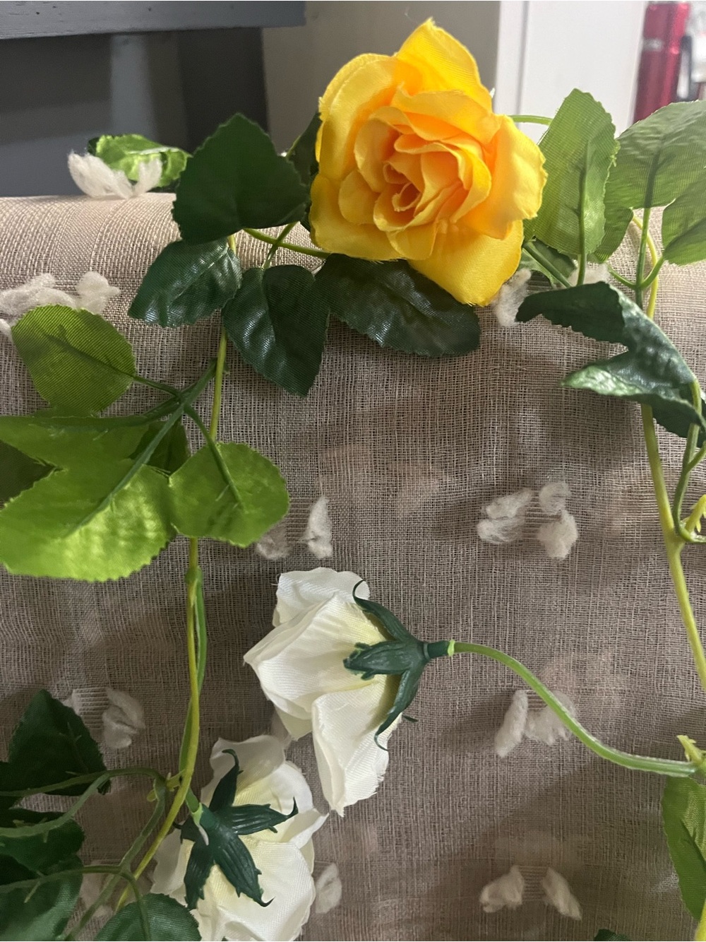 77 inch Yellow and White Artificial Rose Garland - Home Accents